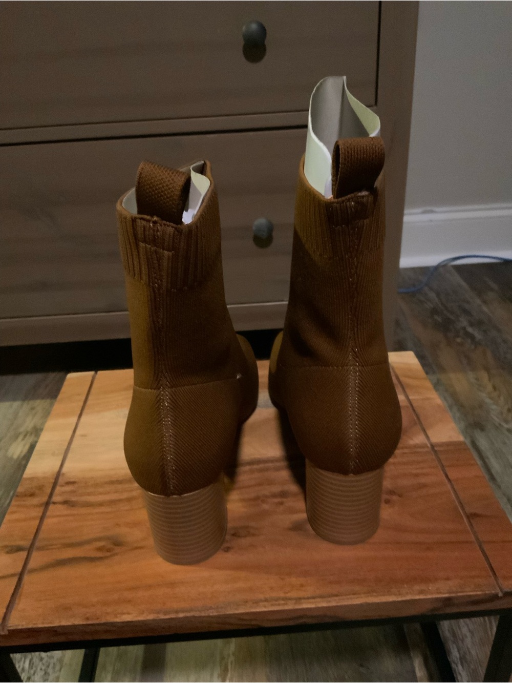 Quince Women’s Chestnut Knit Sock Booties with Block Heel Size 9 - Picture 5 of 6